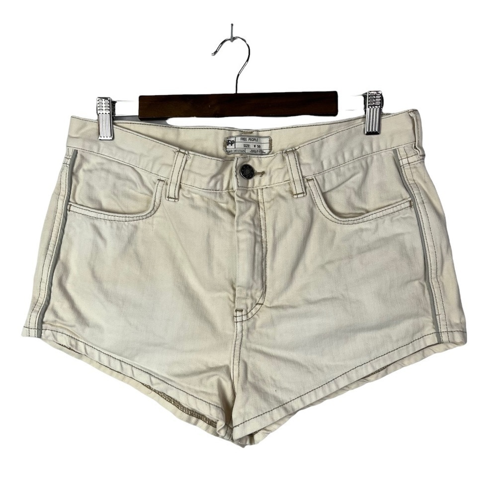 Free People Off White Short Denim Mini Shorts 30